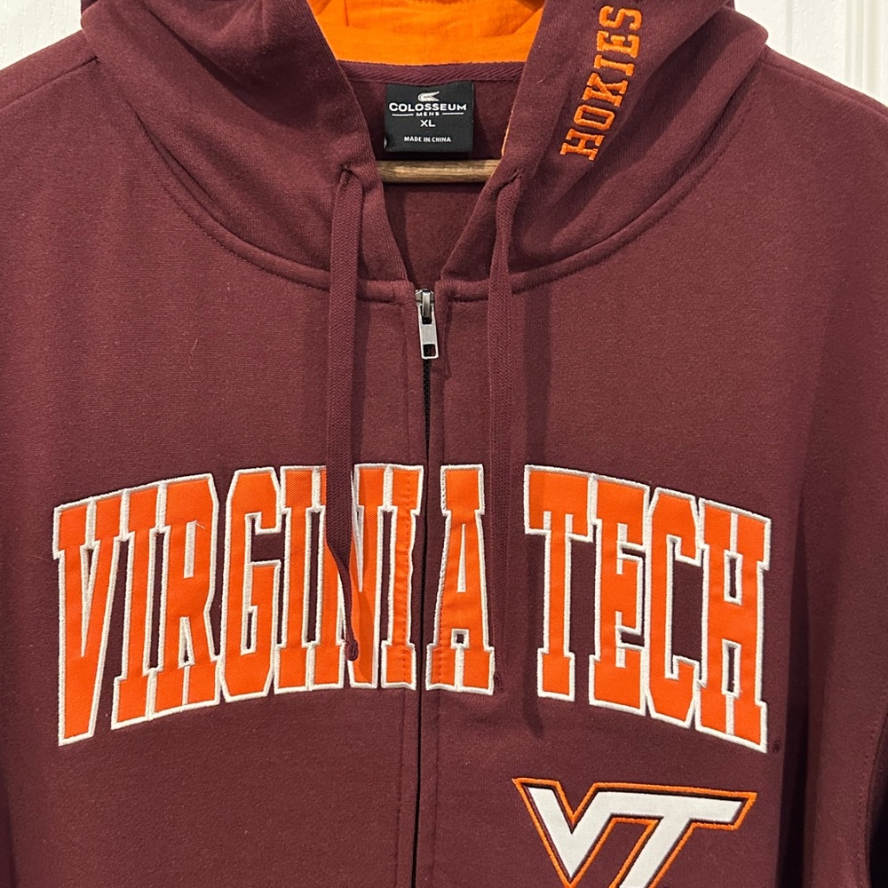 Virginia Tech Hokies Men’s Colosseum Full Zip embroidered Hoodie XL - NWOT - Picture 3 of 10